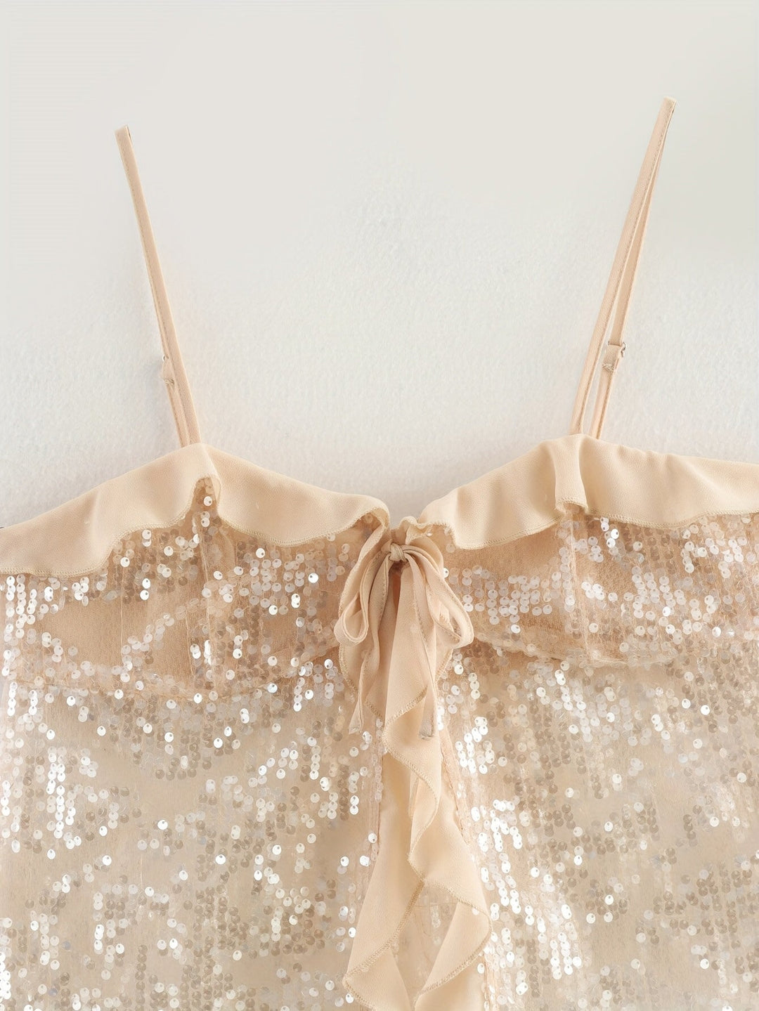 Pailletten-Rüschentop - Champagne Glow