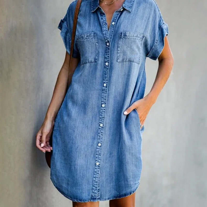 Christina - Elegantes Denim-Kleid mit Bauchbedeckung