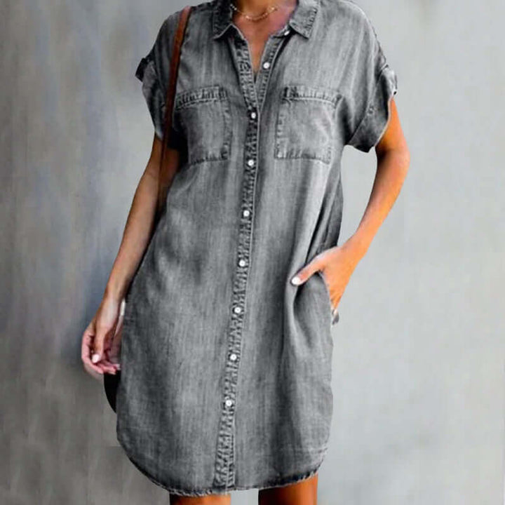 Christina - Elegantes Denim-Kleid mit Bauchbedeckung