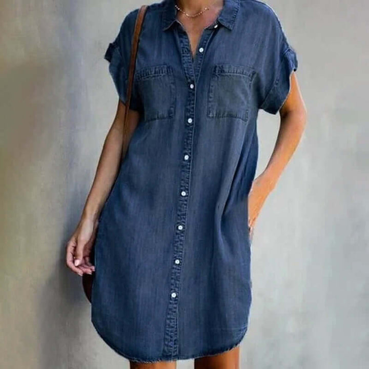 Christina - Elegantes Denim-Kleid mit Bauchbedeckung