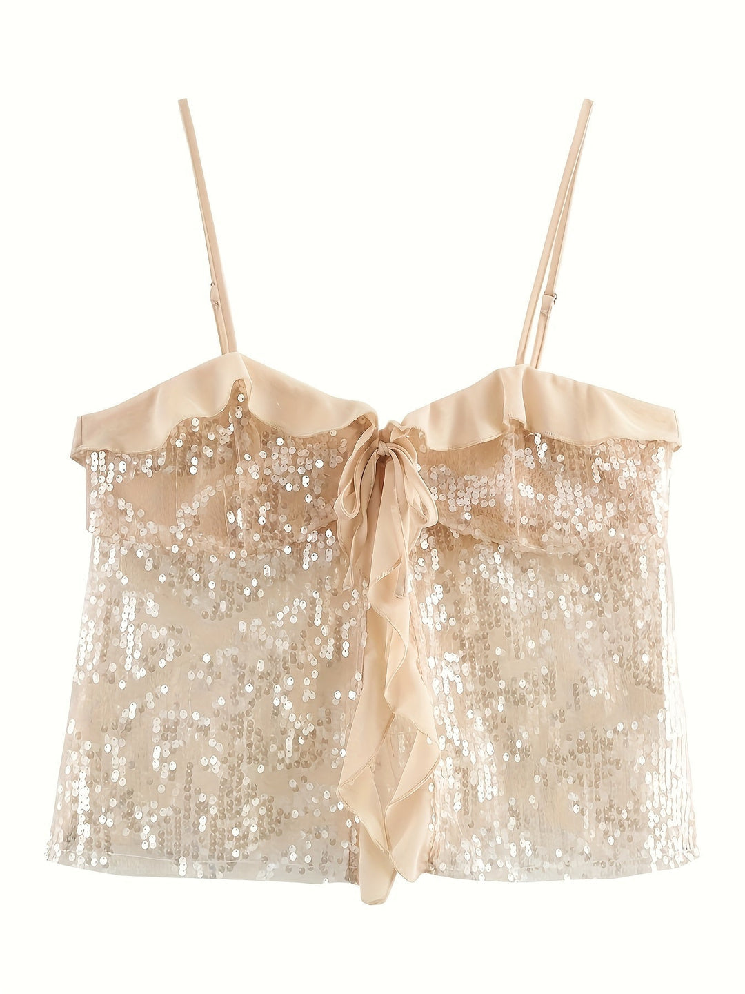Pailletten-Rüschentop - Champagne Glow