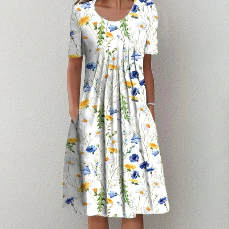Hannah™ | Stilvolle und Lässige Blumen Kleid mit Taschen