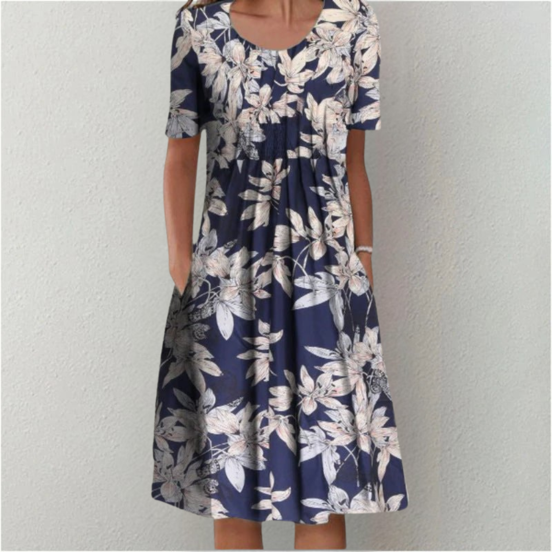 Hannah™ | Stilvolle und Lässige Blumen Kleid mit Taschen