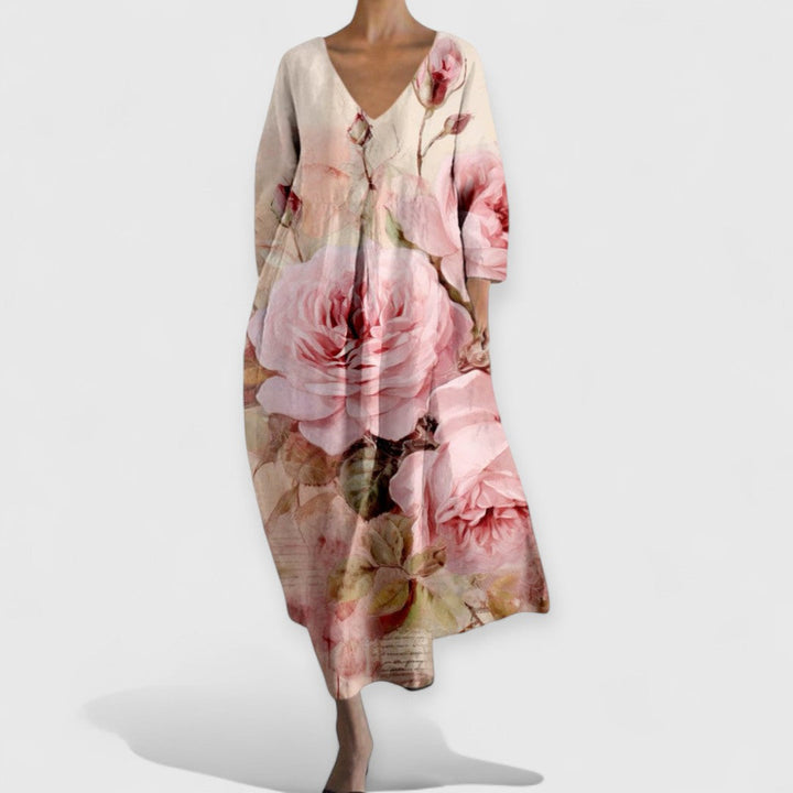 Flora - Elegantes V-Ausschnitt Kleid