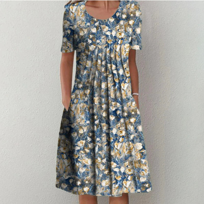 Hannah™ | Stilvolle und Lässige Blumen Kleid mit Taschen