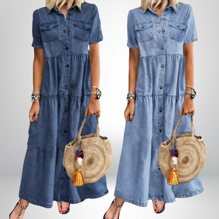 Alwine - Weiches Jeanskleid mit Knöpfen