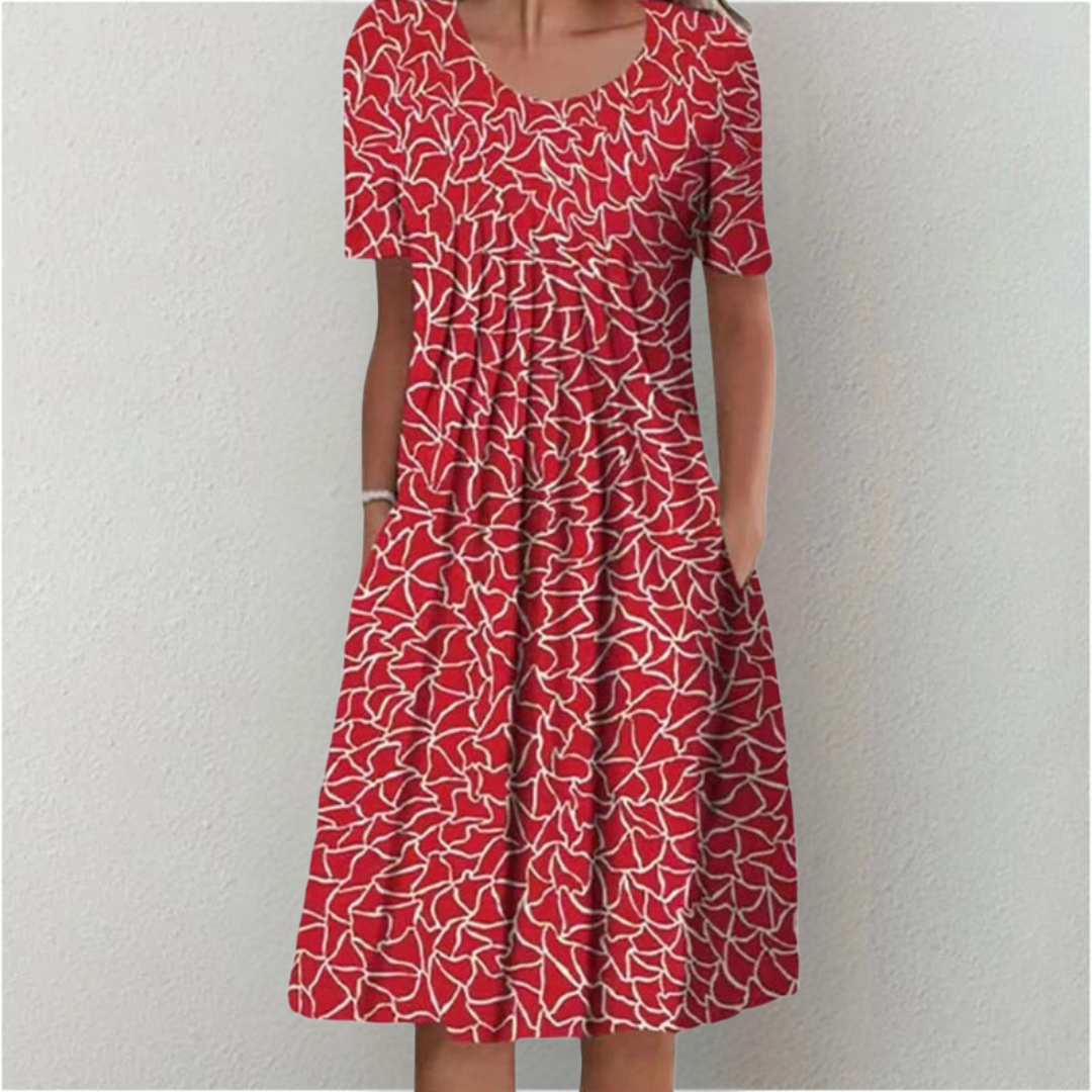 Hannah™ | Stilvolle und Lässige Blumen Kleid mit Taschen