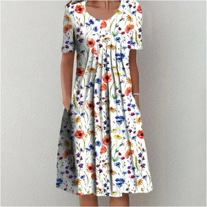 Hannah™ | Stilvolle und Lässige Blumen Kleid mit Taschen