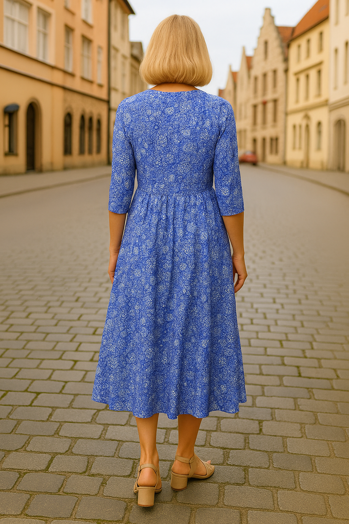 Lerina™ | Florales V-Ausschnitt Midi-Kleid
