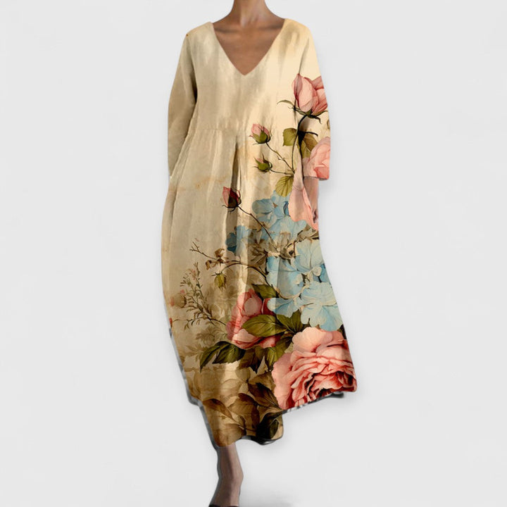 Mara - Elegantes V-Ausschnitt Kleid