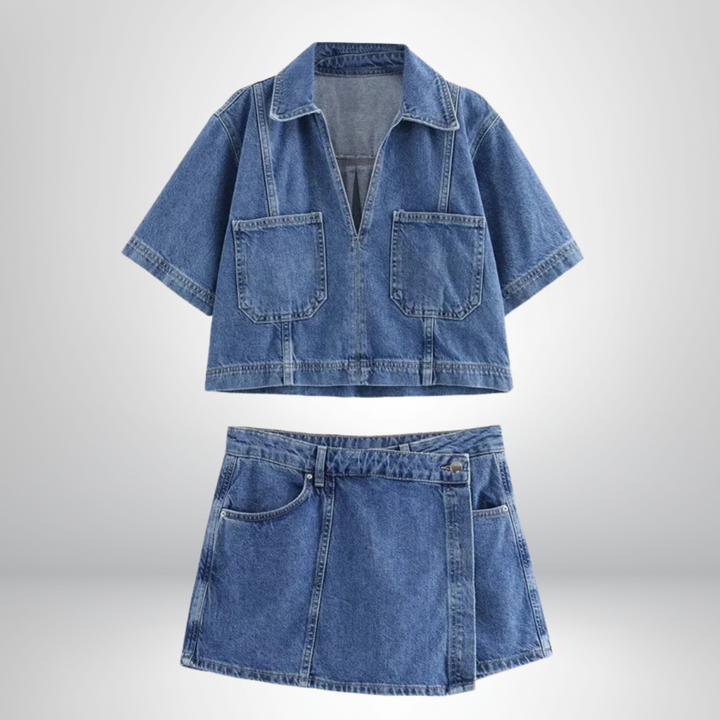 Adalind - Denim Set mit V-Ausschnitt