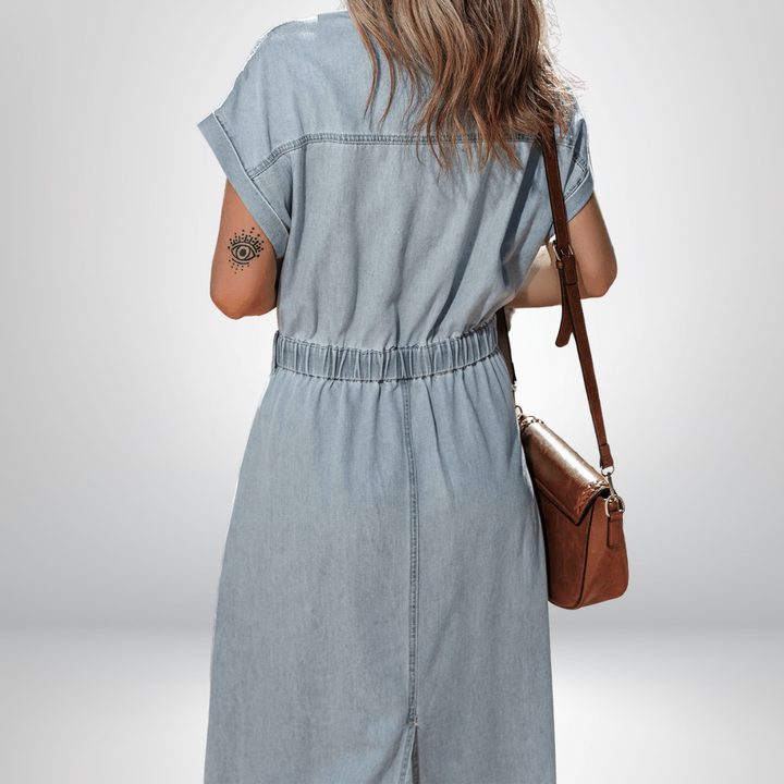 Ismeria - Jeanskleid mit Fledermausärmeln
