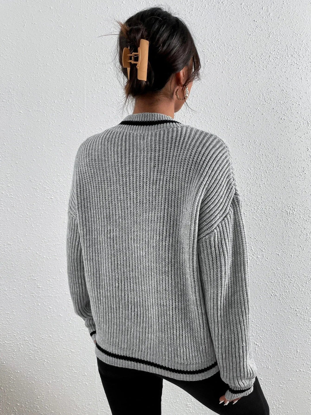 Marina | Gestreifter Waffelstrick-Pullover
