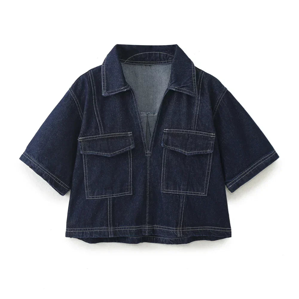 Adalind - Denim Set mit V-Ausschnitt