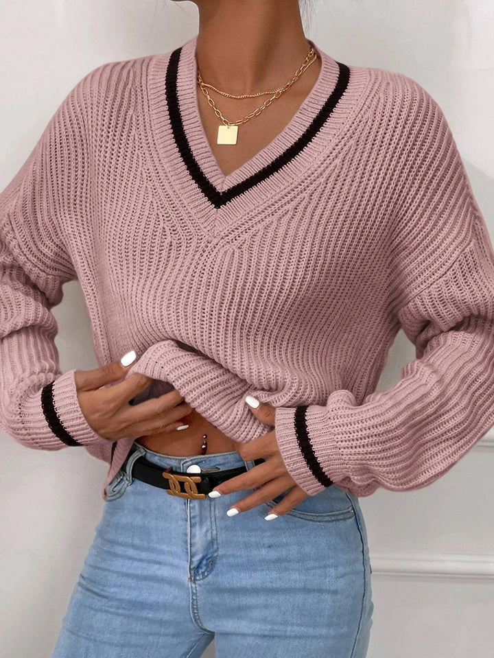 Marina | Gestreifter Waffelstrick-Pullover