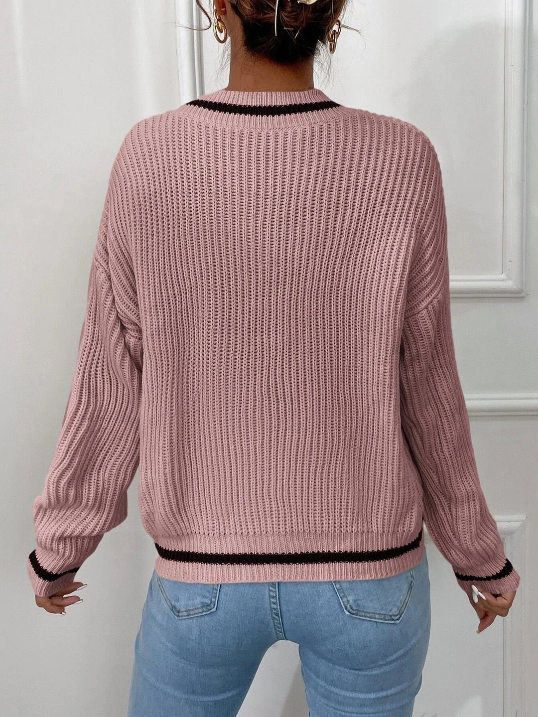 Marina | Gestreifter Waffelstrick-Pullover
