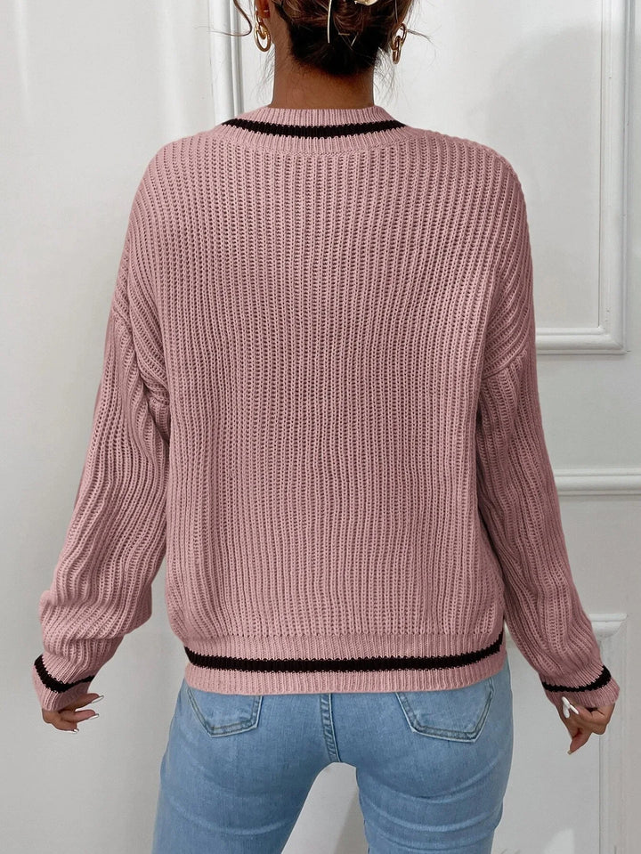 Marina | Gestreifter Waffelstrick-Pullover