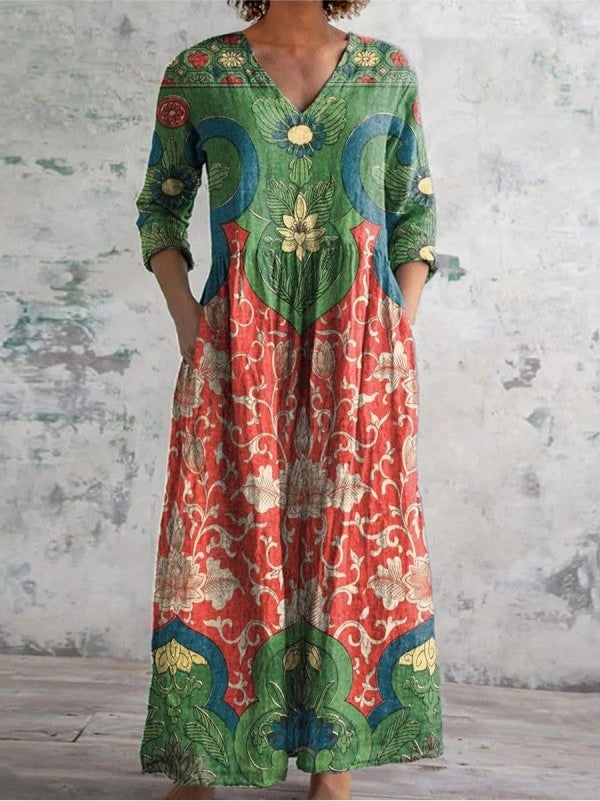 Celestine | Maxi-Kleid mit Vintage-Blumenprint